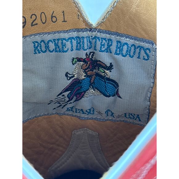 Rocketbuster Pee Wee Cowboy Boots - Womens Size 6 Black Red Inlaid EUC - Picture 7 of 11